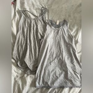 iviva and athleta grey tank duo